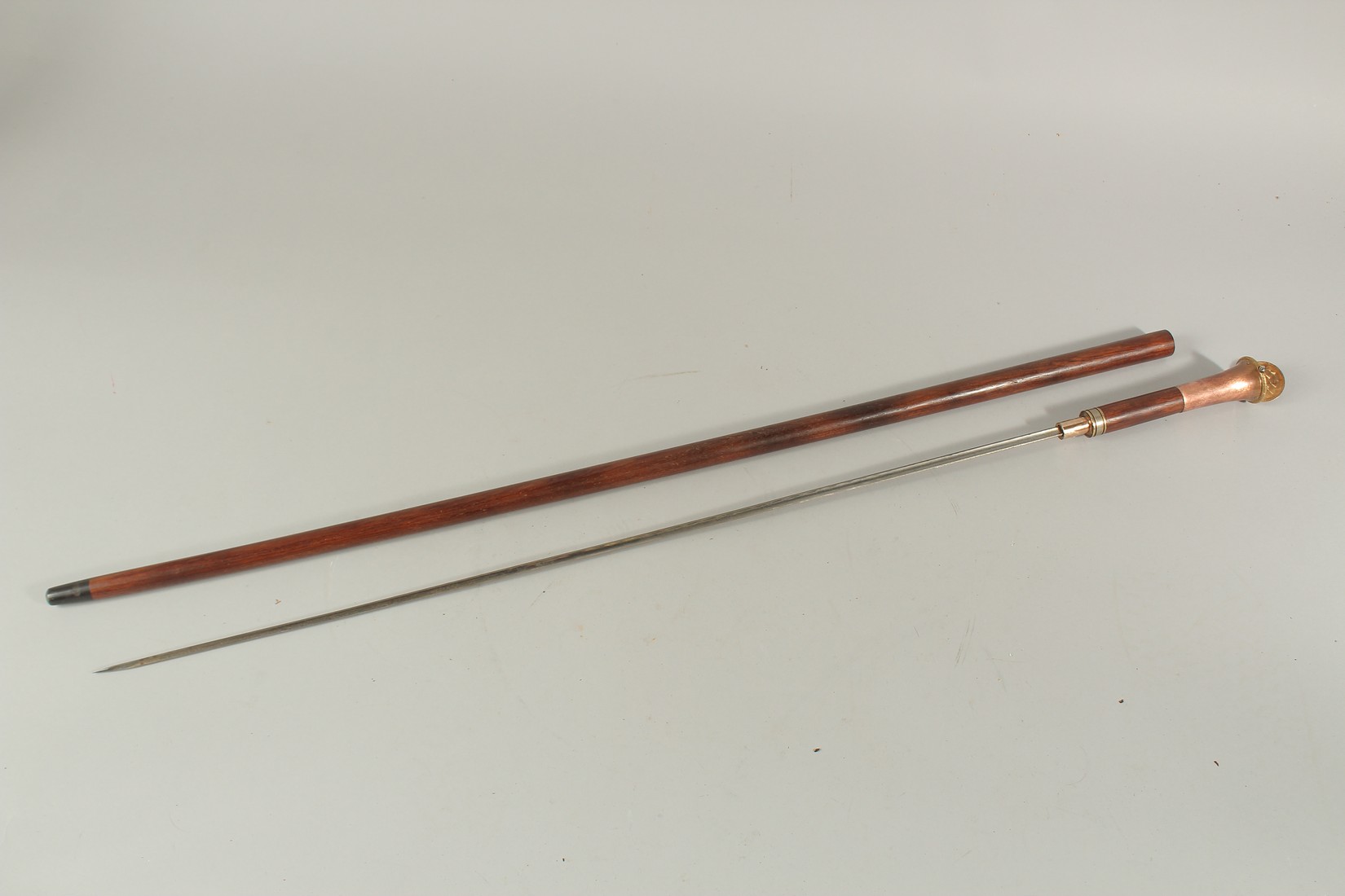 A RARE 19TH CENTURY SWORD STICK with a watch in the handle. 35ins long. - Image 6 of 9