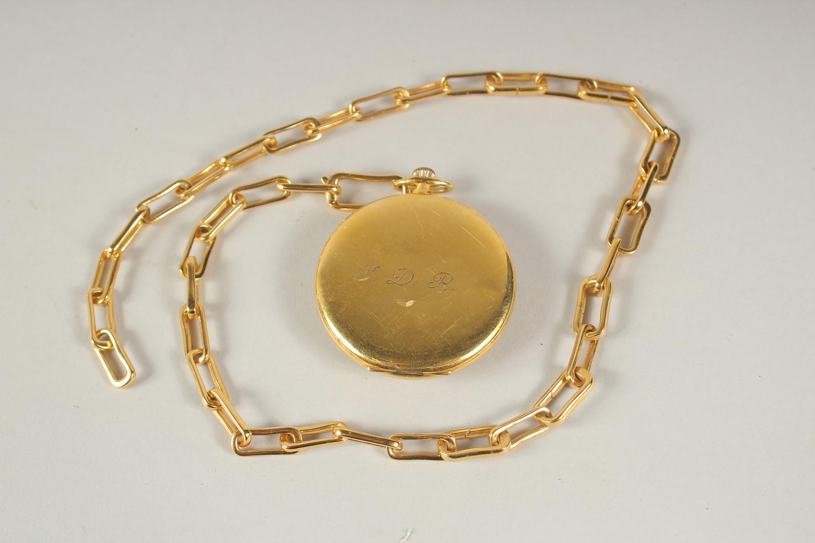 A BERKELEY GILT POCKET WATCH AND CHAIN. - Image 4 of 6