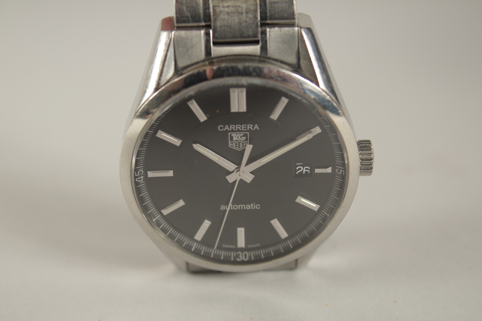 A TAG CARRERA AUTOMATIC WRIST WATCH. Swiss made since 1860. Black face.