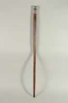 A RARE 19TH CENTURY ARTIST'S WALKING STICK with screw off plated top and sliding wooden panel