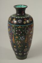 A CLOISONNE VASE with butterflies. 26cms high,