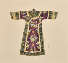 EARLY TO MID-20TH CENTURY CHINESE SCHOOL, A FINE STUDY OF A DESIGN FOR A COURT ROBE, watercolour and