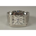 A CARTIER SWISS MADE STAINLESS STEEL WRISTWATCH, water resistant, 3 ATM, four dials, mother-of-pearl
