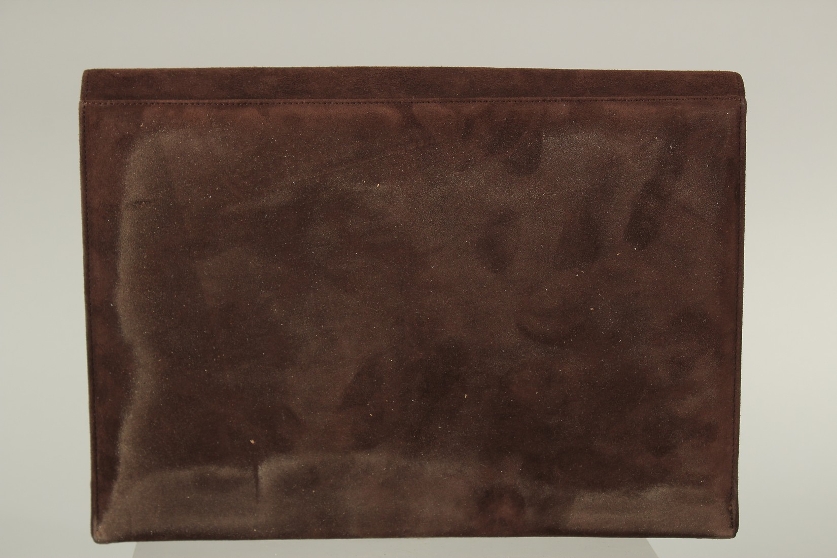 AN YVES SAINT LAURENT, PARIS, BROWN SUEDE BAG. 25cms long x 19cms deep. - Image 2 of 5