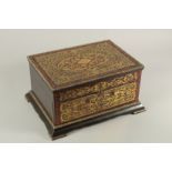 A GOOD 19TH CENTURY FRENCH BOULLE FITTED JEWELLERY BOX with velvet interior. 13ins long x 7.5ins