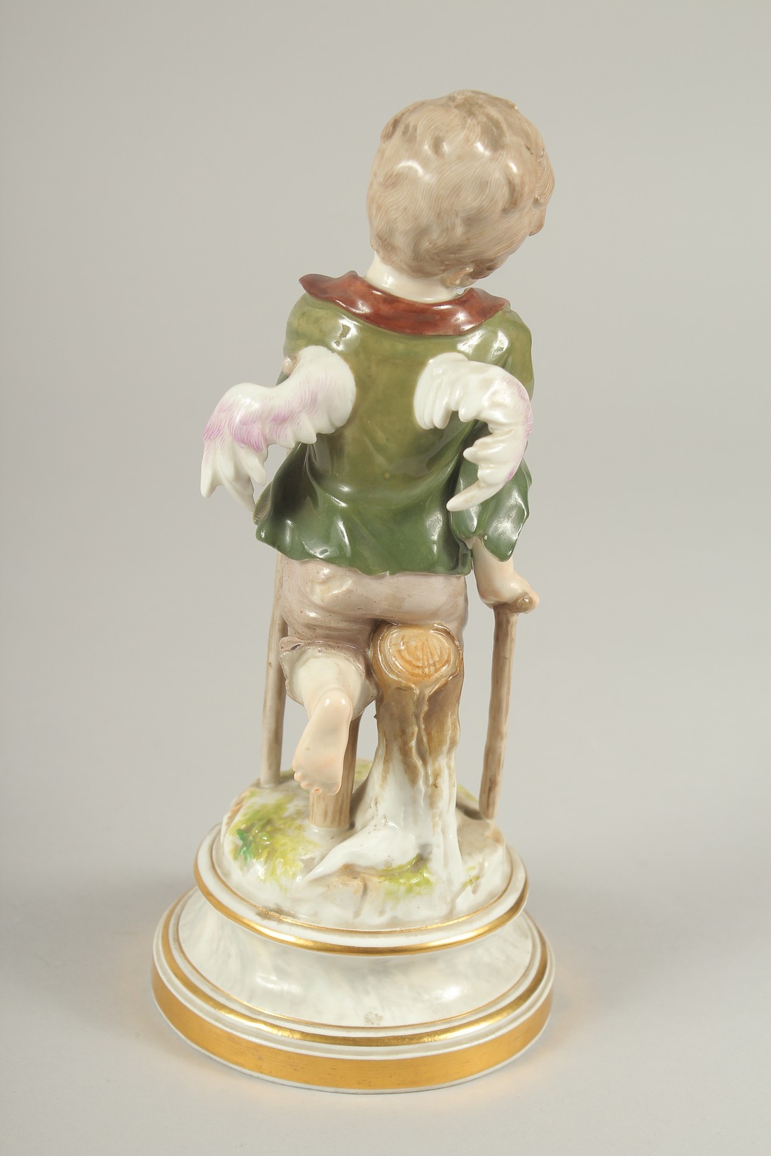 A MEISSEN PORCELAIN FIGURE "CUPID AS A BEGGAR" from the Love Series. Cross swords mark in blue. - Image 2 of 6
