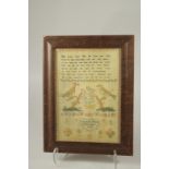 A FRAMED PRINTED SAMPLER. Elizabeth Willets 1806. 32 x 22cms.