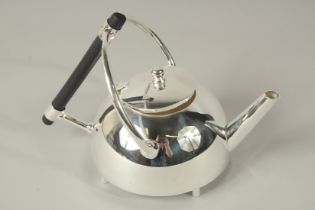 A CHRISTOPHER DRESSER DESIGN PLATE CIRCULAR TEAPOT.