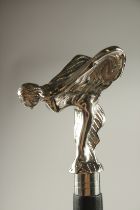 A CHROME HANDLE WALKING STICK "SPIRIT OF ECTASY".