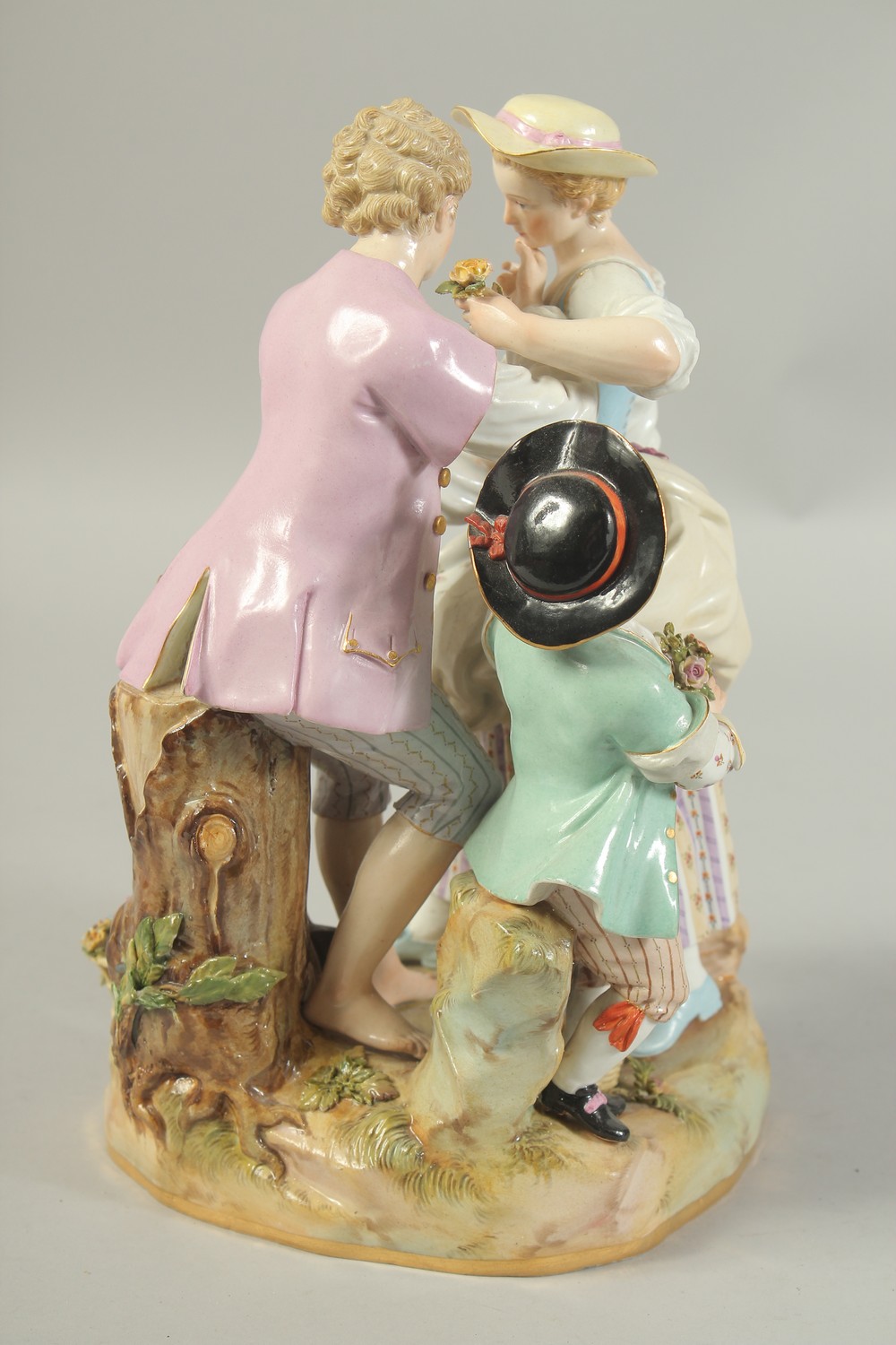 A LARGE MEISSEN GROUP OF GARDENERS with a child at the back, first modelled by Victor Acier, Cross - Image 5 of 8