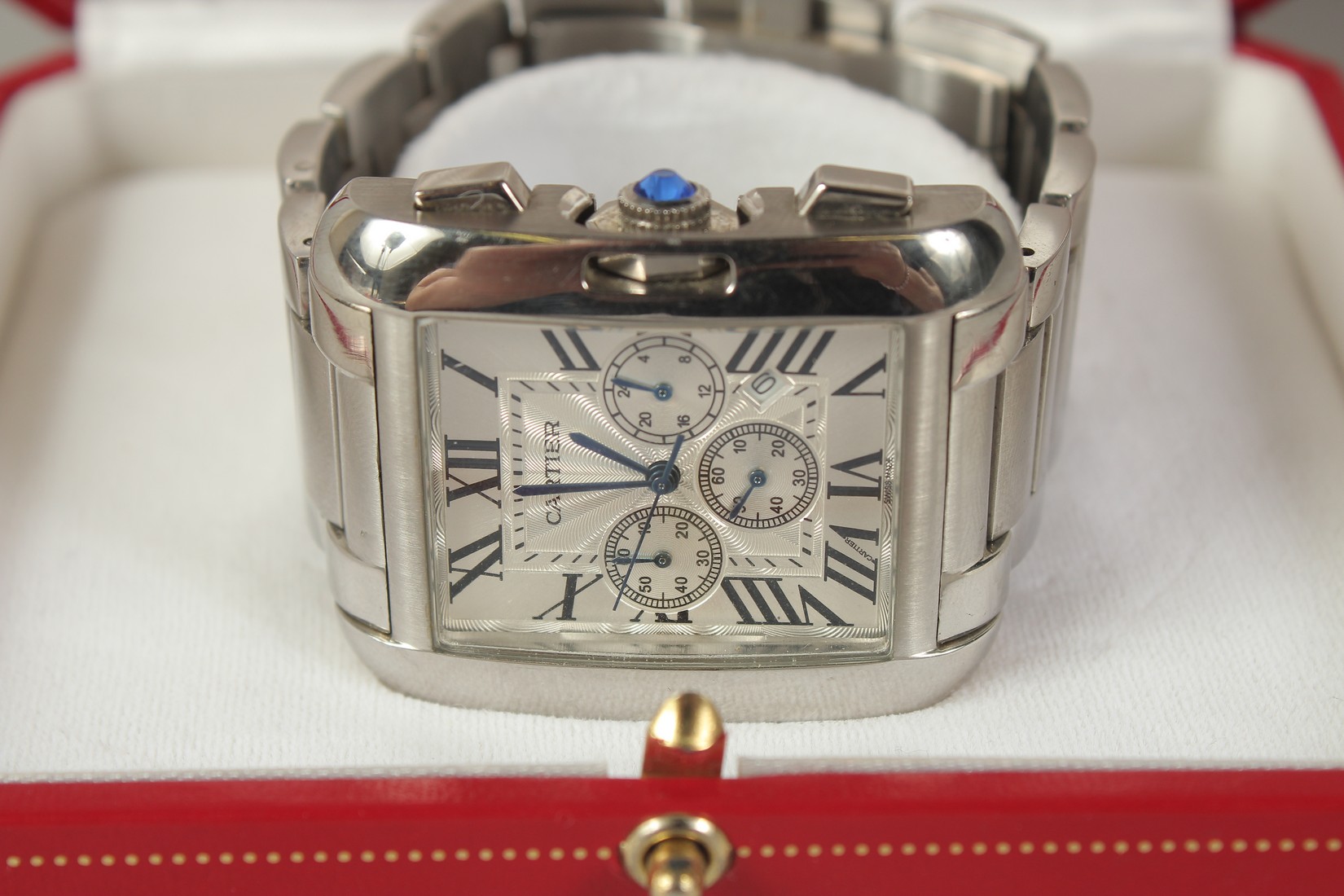 A CARTIER SWISS MADE STAINLESS STEEL WRISTWATCH, water resistant, 3 ATM, four dials, mother-of-pearl - Image 9 of 10