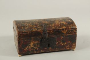 A FAUX TORTOISESHELL DOMED TOP BOX. 7ins high.