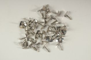 A BAG OF STAINLESS STEEL CUFFLINKS.