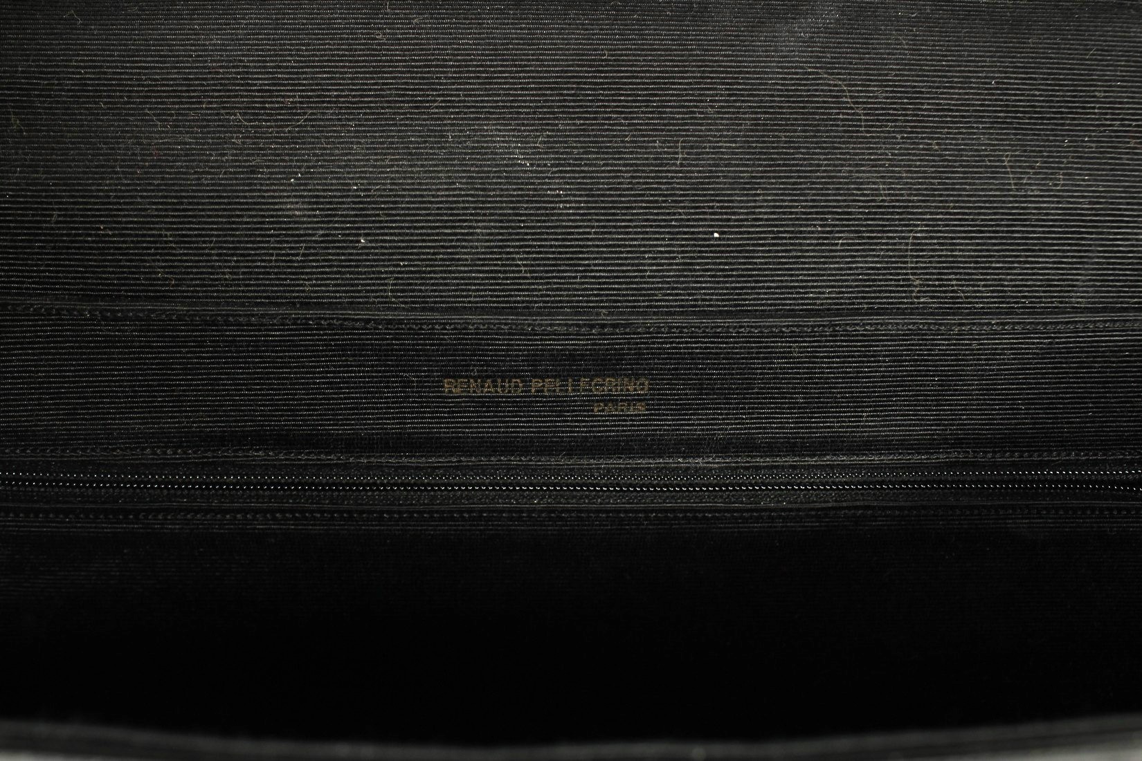 A RENAUD PELLEGRINO, PARIS, BLACK LEATHER BAG with shaped cloth front. 32cms long x 20cms deep. - Image 6 of 6