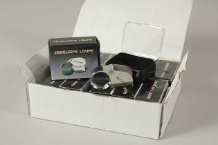 A BOX OF TWELVE JEWELLER'S LOUPES.