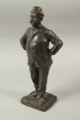 PAOLO TROUBETZKOY (1866-1938) RUSSIAN, A cast bronze of a man smoking a cigar, signed,. H17ins x