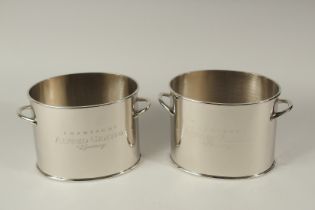 A PAIR OF ALFRED GRATIEN OVAL CHAMPAGNE WINE COOLERS. 17cms high.