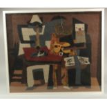 AFTER PICASSO. A FRENCH NEEDLEWORK PICTURE. "The Three Musicians (1921)". 67cms x 78cms.