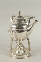 A GOOD DANISH .830 SILVER SPIRIT KETTLE AND STAND. Weight 34ozs.
