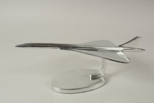 A PLATED CONCORDE on a stand. 40cms long.