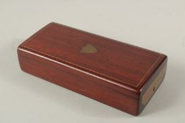 A 19TH CENTURY MAHOGANY FITTED BOX. 8.5ins high.