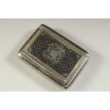 AN ANTIQUE RUSSIAN OTTOMAN ENAMEL STYLE NIELLO SOLID SILVER SNUFF BOX BY VAN, hallmarked to the