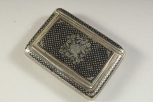 AN ANTIQUE RUSSIAN OTTOMAN ENAMEL STYLE NIELLO SOLID SILVER SNUFF BOX BY VAN, hallmarked to the