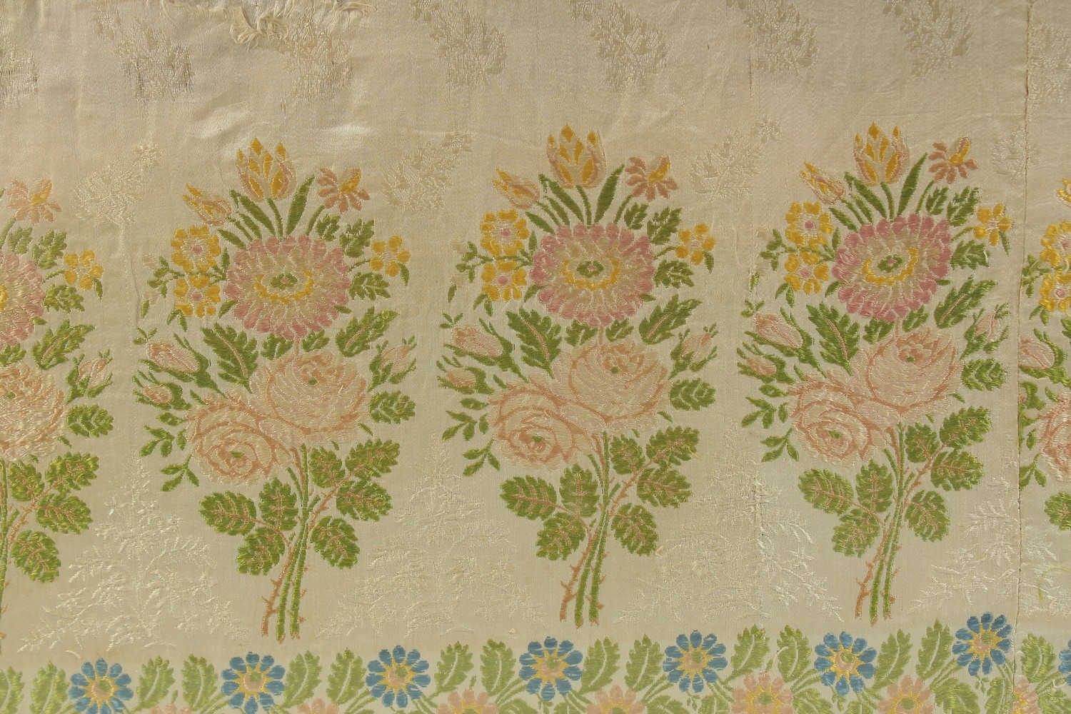 A FINE 19TH CENTURY INDIAN SILK EMBROIDERY, framed and glazed, 85cm x 52cm overall. - Image 2 of 2