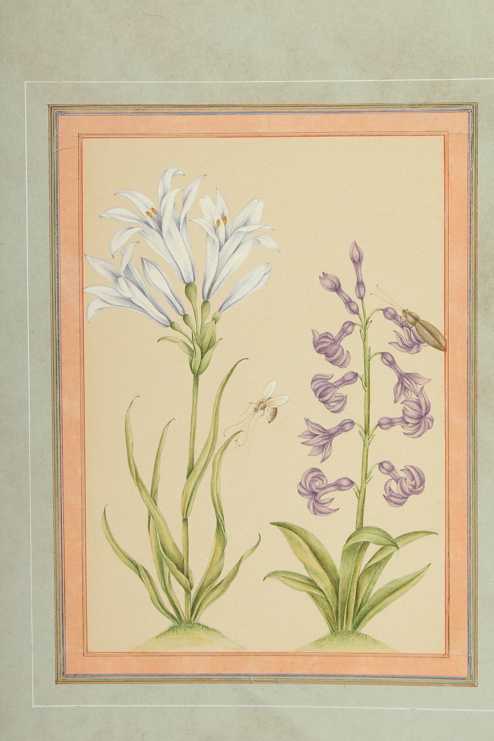 A FINE PERSIAN QAJAR PAINTING OF FLOWERS, image 18cm x 12.5cm. - Image 2 of 3