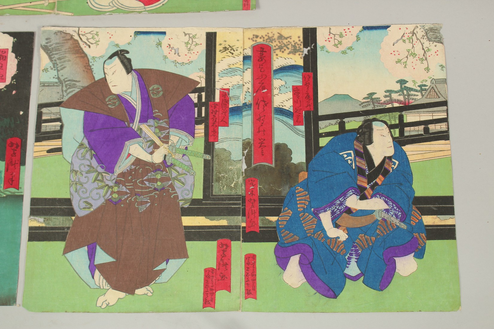 YOSHITAKI UTAGAWA (1841-1899): KABUKI THEATRE PLAY, OSAKA, three late 19th century original Japanese - Image 4 of 4
