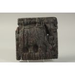 A RARE 14TH-15TH CENTURY INDIAN DECCANI SULTANATE CARVED WOODEN PANEL, depicting an elephant and