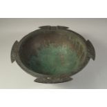 A VERY LARGE AND RARE 12TH-13TH CENTURY CENTRAL ASIAN KUBATCHI ENGRAVED BRONZE CAULDRON, with fine