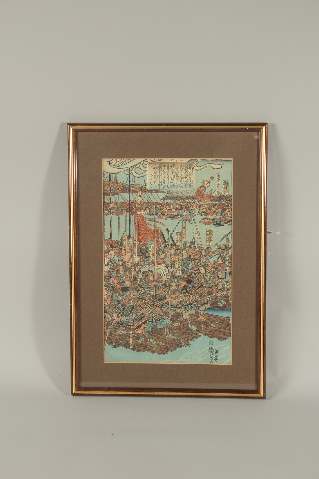 YOSHITORA UTAGAWA (1836-1880): THE GREAT BATTLE AT KAWANAKAJIMA IN SENGOKU,1554, C.1844, framed
