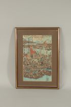 YOSHITORA UTAGAWA (1836-1880): THE GREAT BATTLE AT KAWANAKAJIMA IN SENGOKU,1554, C.1844, framed