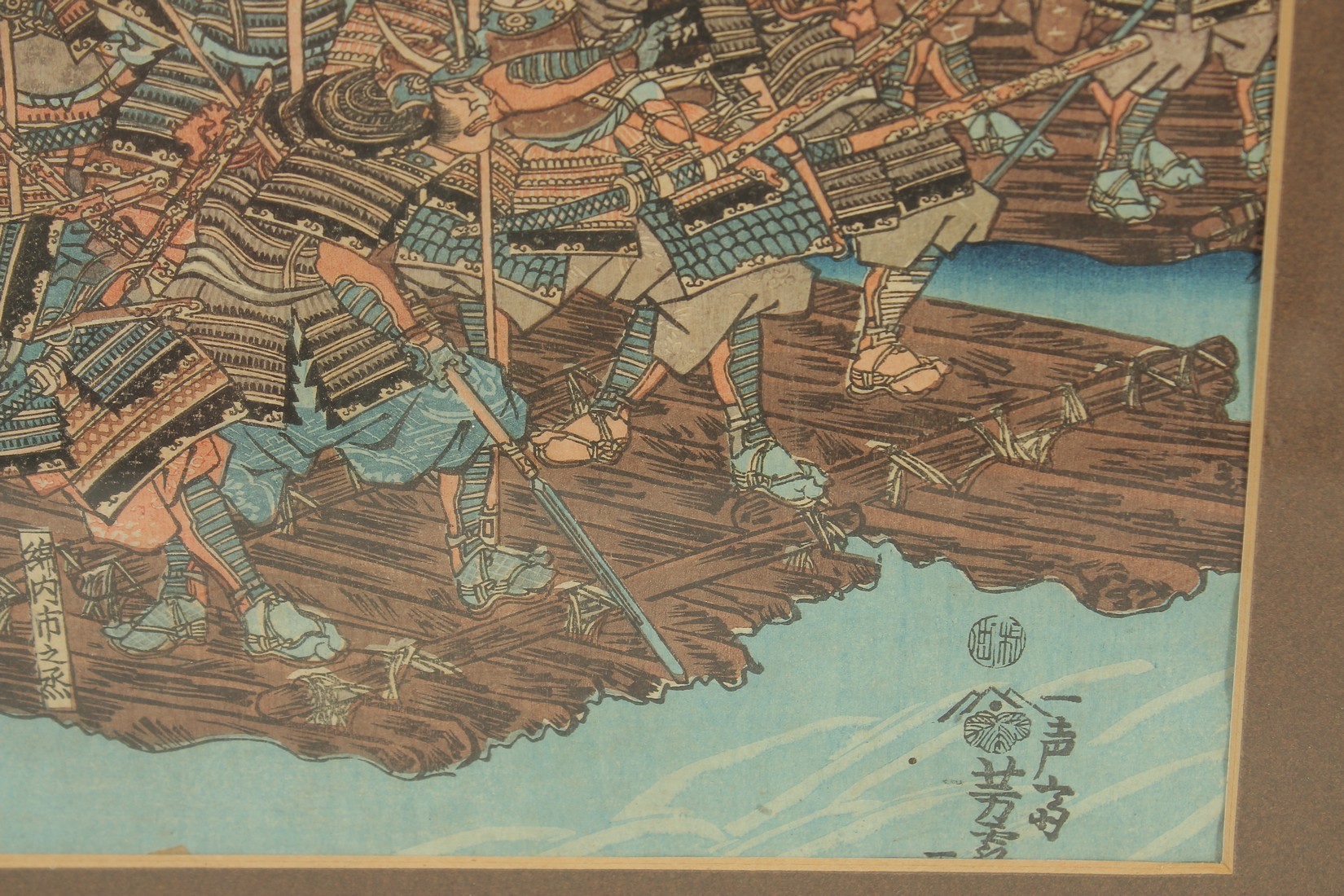 YOSHITORA UTAGAWA (1836-1880): THE GREAT BATTLE AT KAWANAKAJIMA IN SENGOKU,1554, C.1844, framed - Image 4 of 4