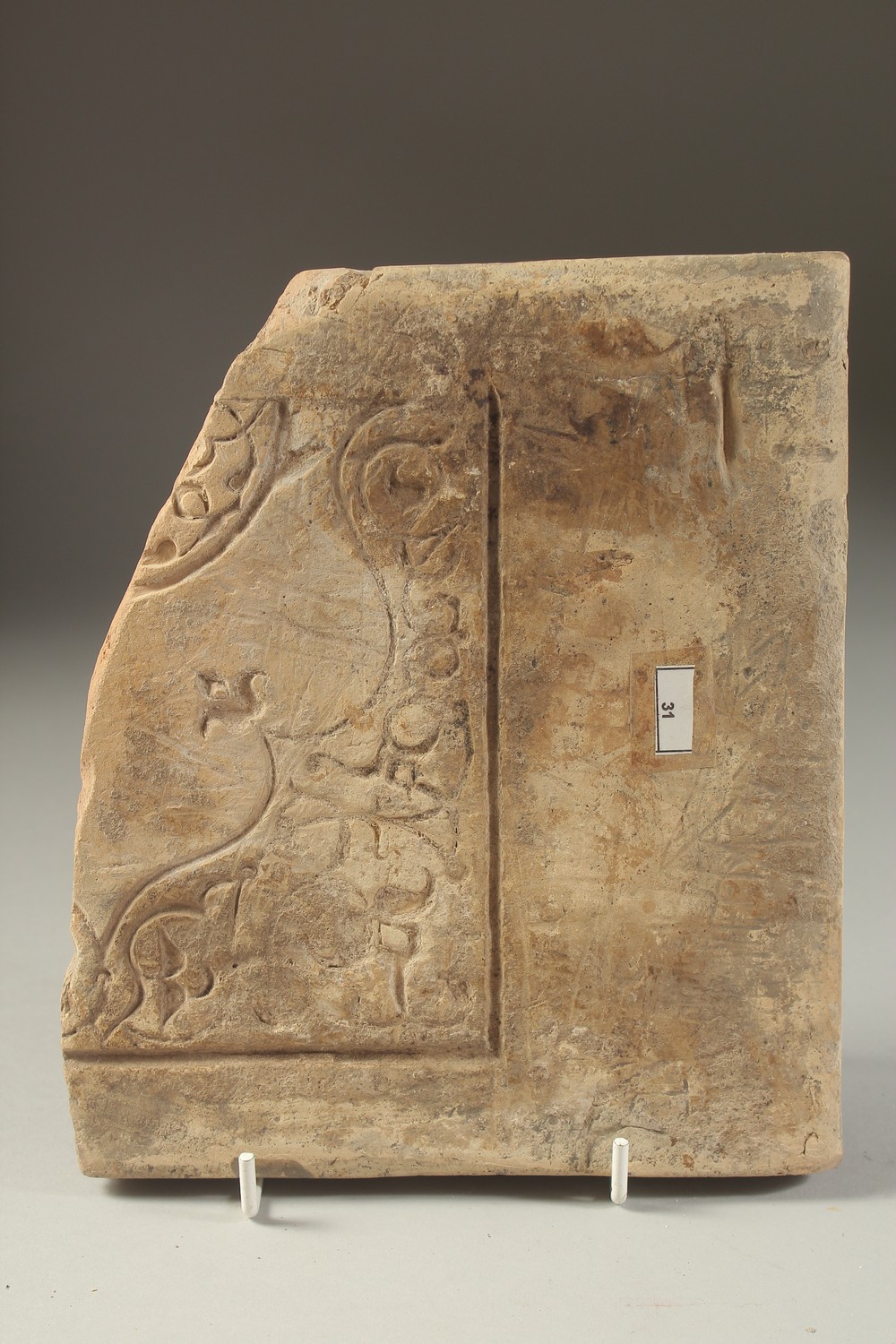 A RARE 12TH-13TH CENTURY PERSIAN SELJUK POSSIBLY HERAT OR KHORASSAN POTTERY MOULD, with fine - Image 2 of 2