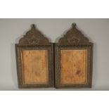 TWO LARGE 19TH CENTURY PERSIAN QAJAR MOSAIC INLAID WOODEN FRAMES, 49cm x 28cm, (2).