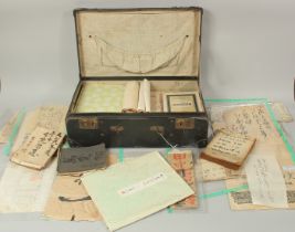 A VINTAGE CASE CONTAINING A LARGE COLLECTION OF 19TH CENTURY - 1920'S JAPANESE MEIJI PERIOD