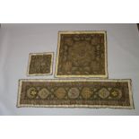 THREE TURKISH OTTOMAN METAL THREAD EMBROIDERED TEXTILES, two displaying Tughra, (3).