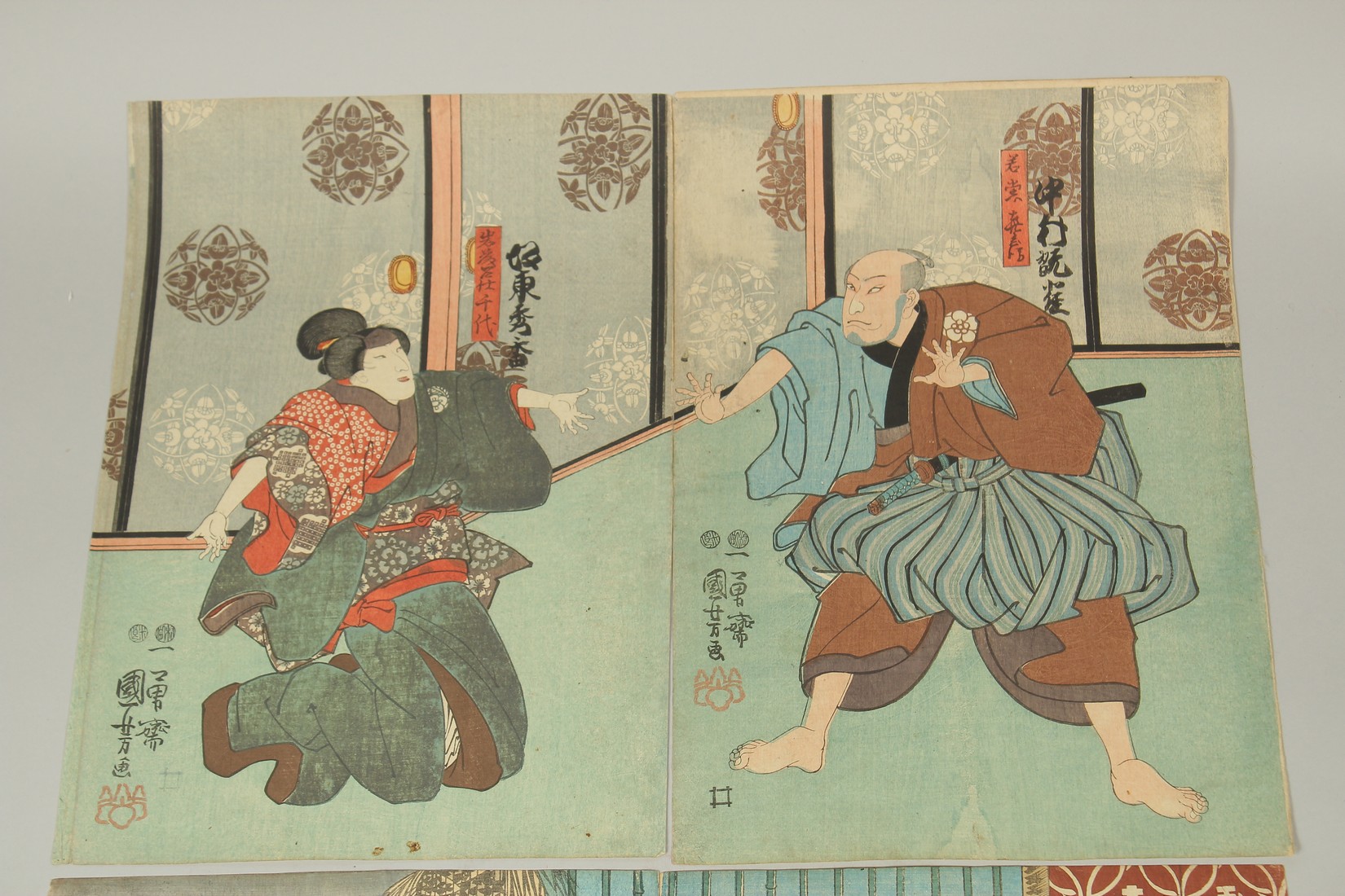 TOYOKUNI III UTAGAWA (1786-1865): KABUKI THEATRE PLAYS, two mid 19th century original Japanese - Image 2 of 3