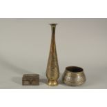 COLLECTION OR THREE DAMASCUS MAMLUK REVIVAL CAIROWARE PIECES, comprising a silver and copper