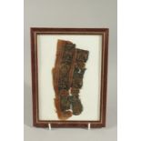 A 6TH CENTURY AD COPTIC EGYPT TEXTILE FRAGMENT, framed and glazed.