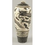 A CHINESE GLAZED POTTERY CARVED DRAGON VASE, 40cm high.