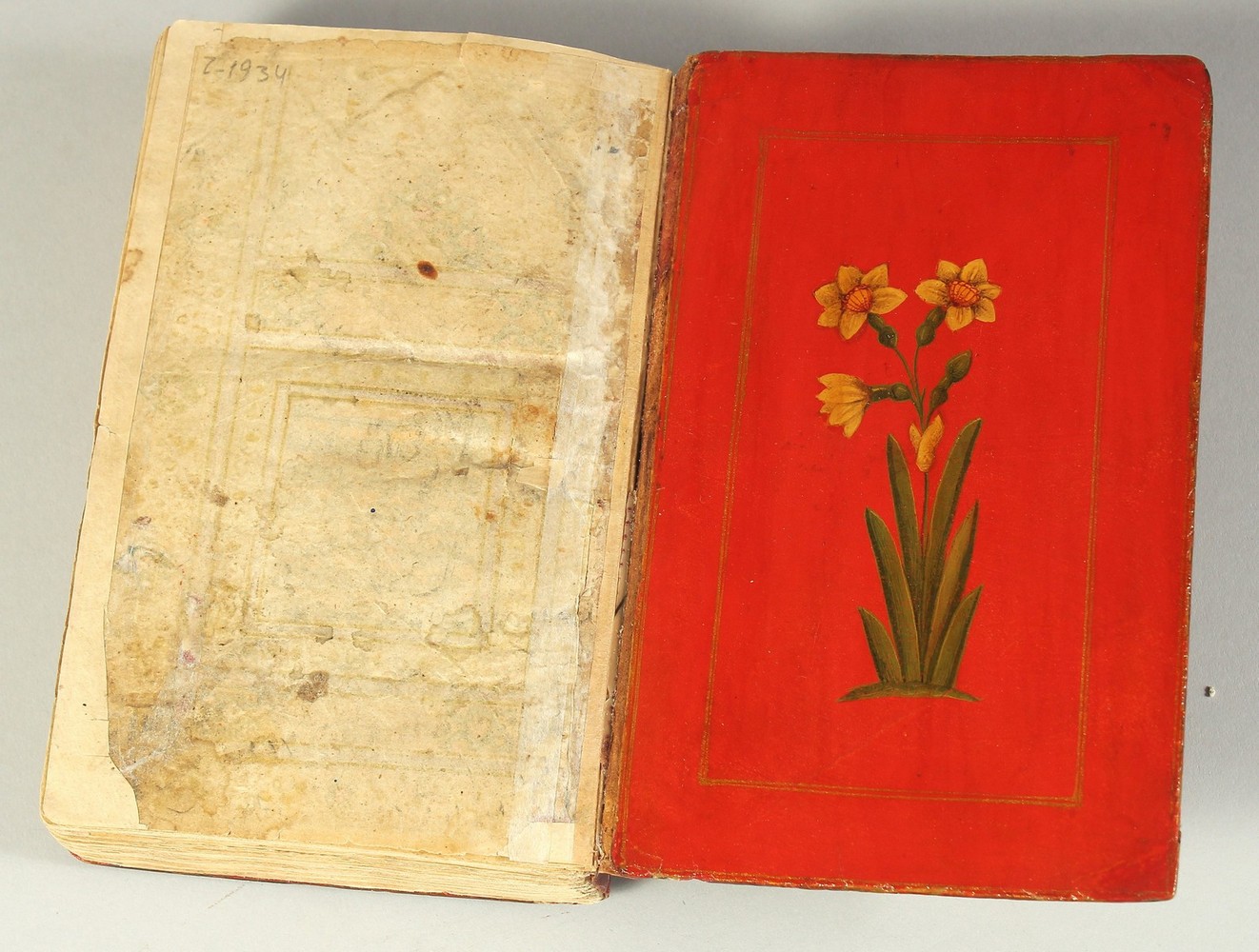 A FINE PERSIAN QAJAR LACQUERED COVER QURAN, signed and dated, the covers painted with flora, 15cm - Image 3 of 7