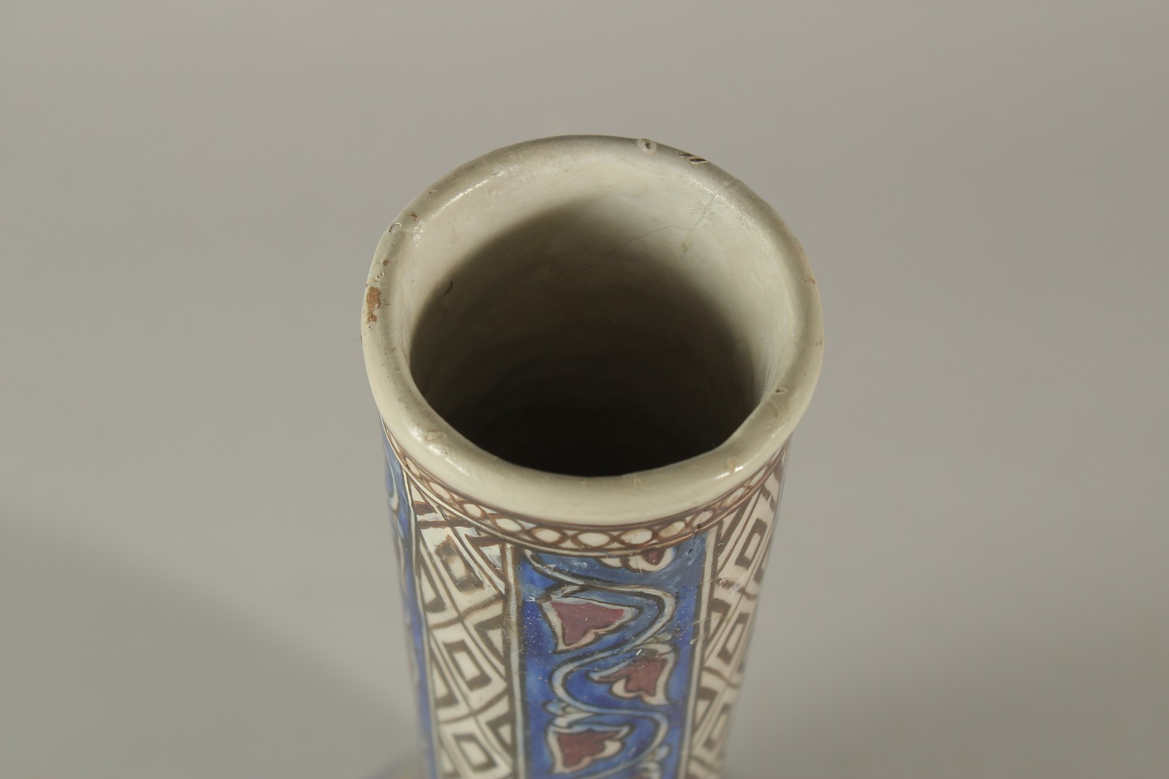 A PERSIAN QAJAR GLAZED POTTERY VASE, painted with panels depicting a bird amongst flora, further - Image 4 of 5