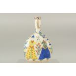 A TURKISH OTTOMAN POTTERY BOTTLE, painted with figures.22cm high.