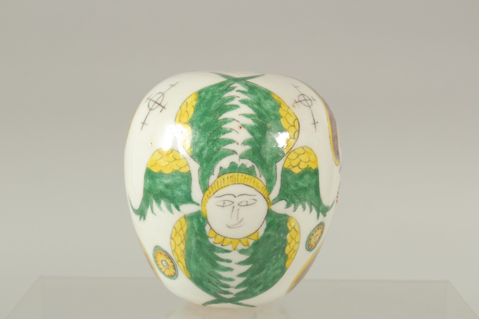 A TURKISH OTTOMAN ARMENIAN POTTERY HANGING BALL, 10cm high. - Image 3 of 6