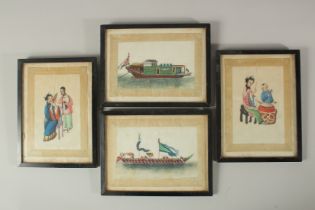 A COLLECTION OF FOUR CHINESE PITH PAINTINGS, framed and glazed, (4).