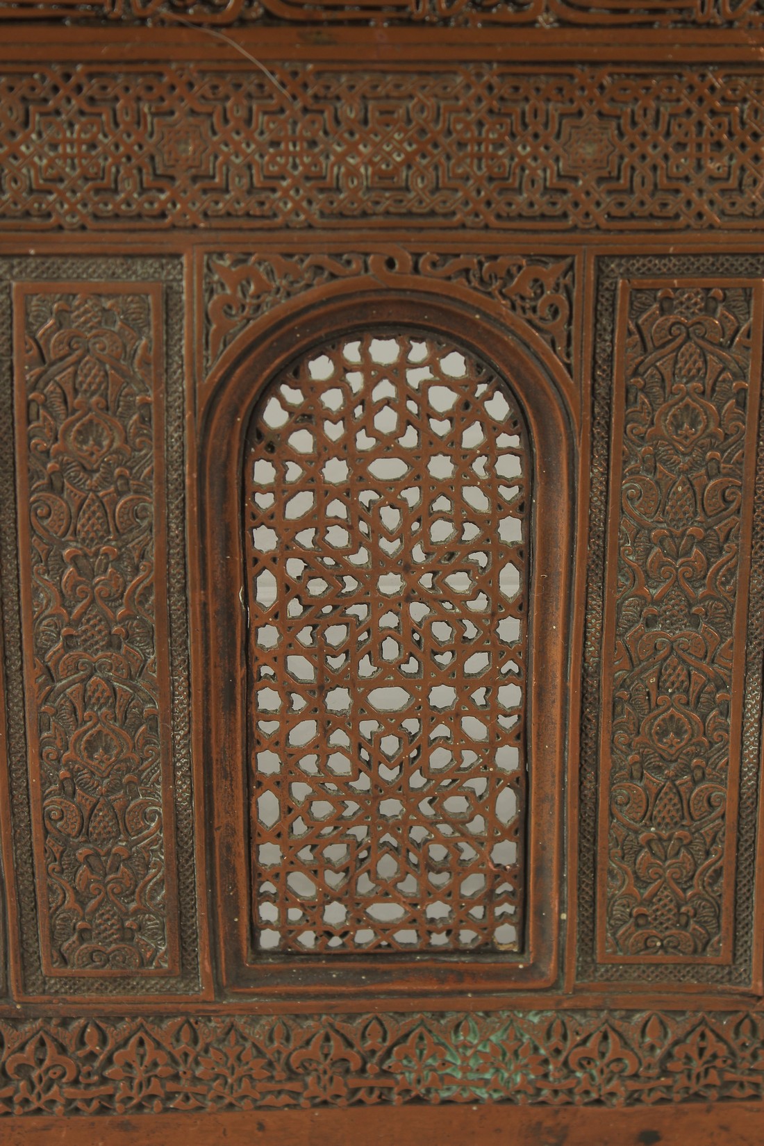 A VERY FINE 19TH CENTURY SPANISH HISPANO MORESQUE COPPER OPENWORKED PANEL, SIGNED R. CONTTRERAS, - Image 3 of 10