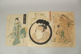 TOYOKUNI II UTAGAWA (1777-1835): KABUKI THEATRE PLAY, three early-mid 19th century original Japanese
